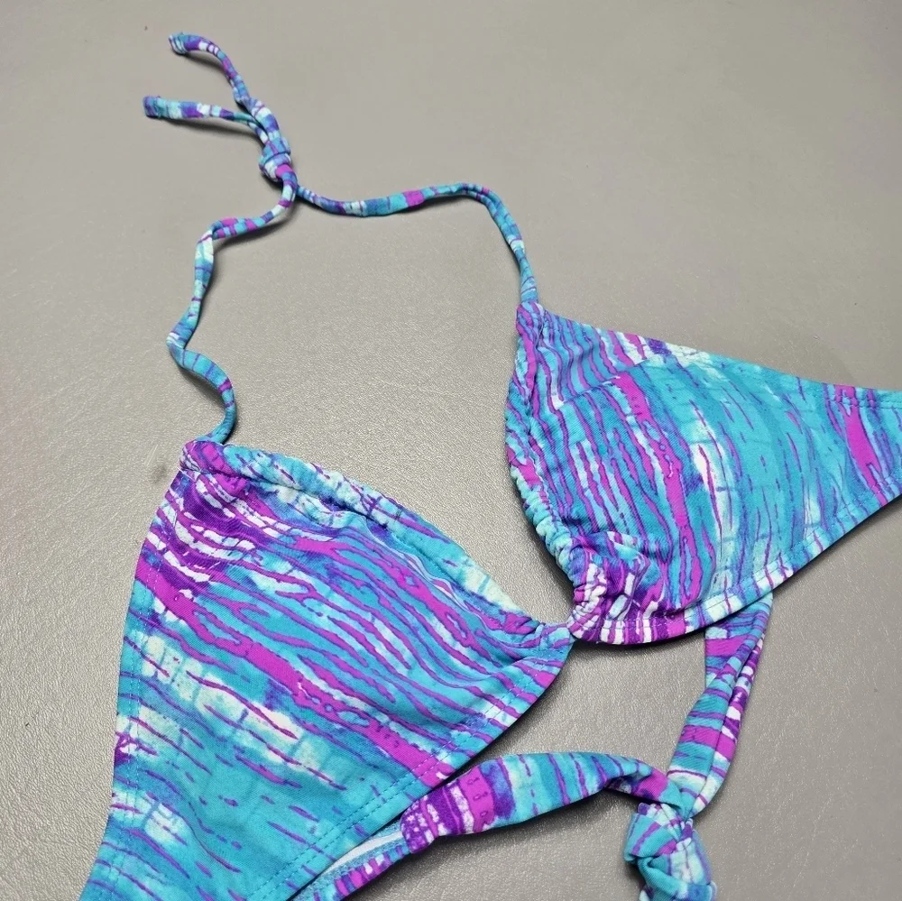 delias blue and purple bikini top women's size large